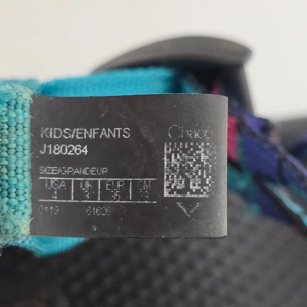 Chaco Big Kids ZX/1 EcoTread Break Teal Sandals Size 4 Adjustable Hiking Outdoor